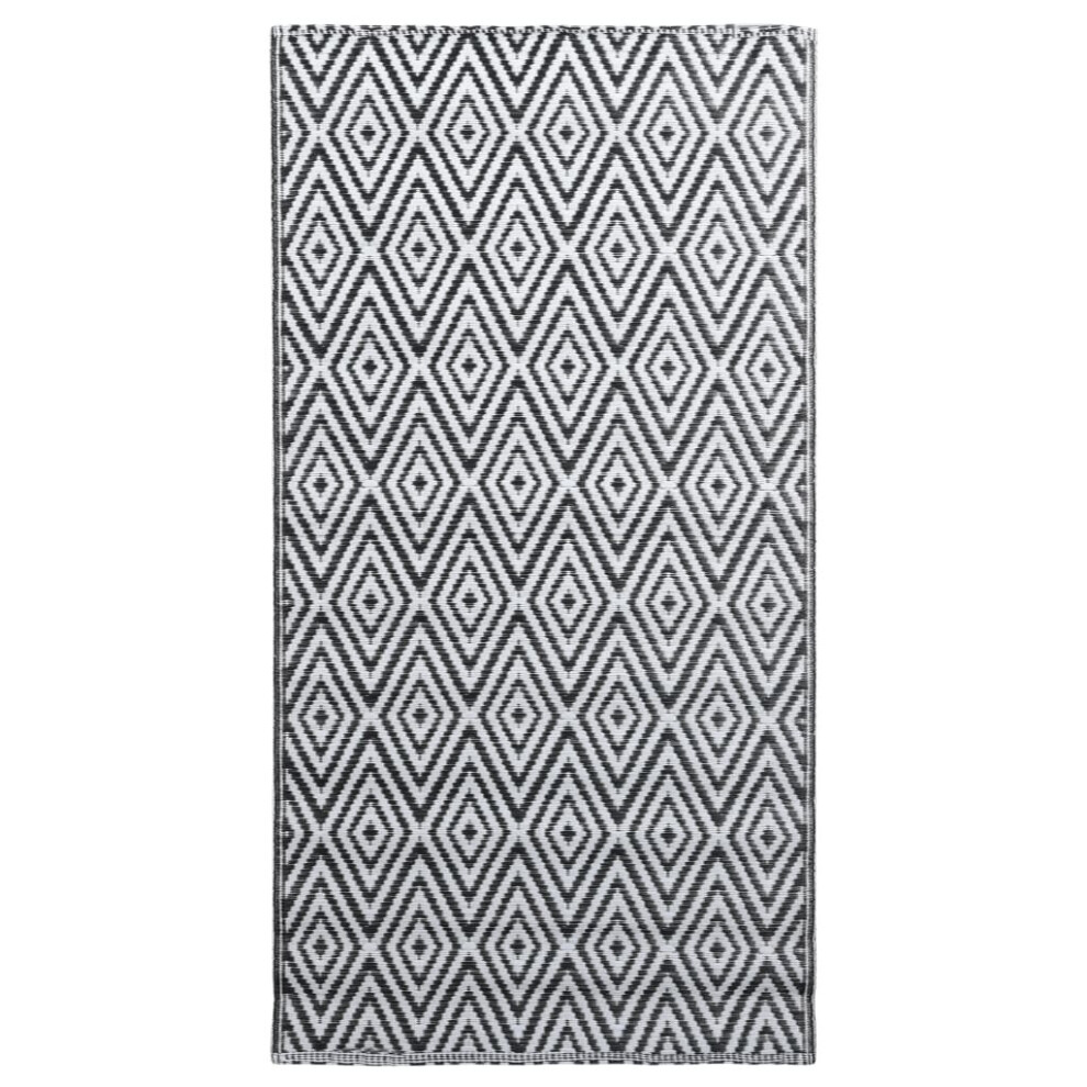 vidaXL Outdoor Carpet White and Black 160x230 cm PP Balcony Rug Patio Blanket