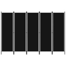 vidaXL 5-Panel Room Divider Black 250x180 cm Wall Partition Screen Separator