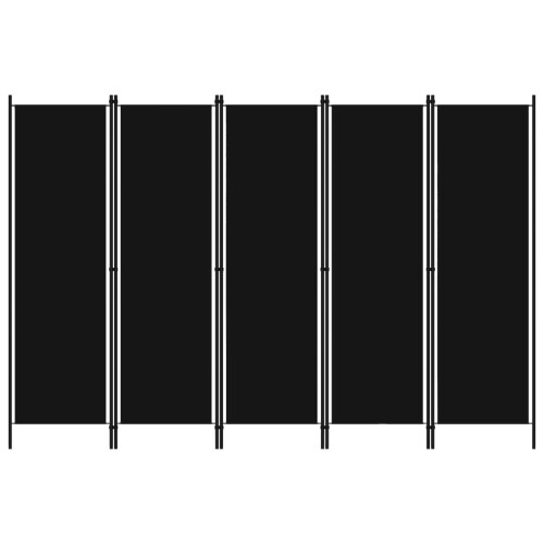 VidaXL vidaXL 5-Panel Room Divider Black 250x180 cm Wall Partition Screen Separator