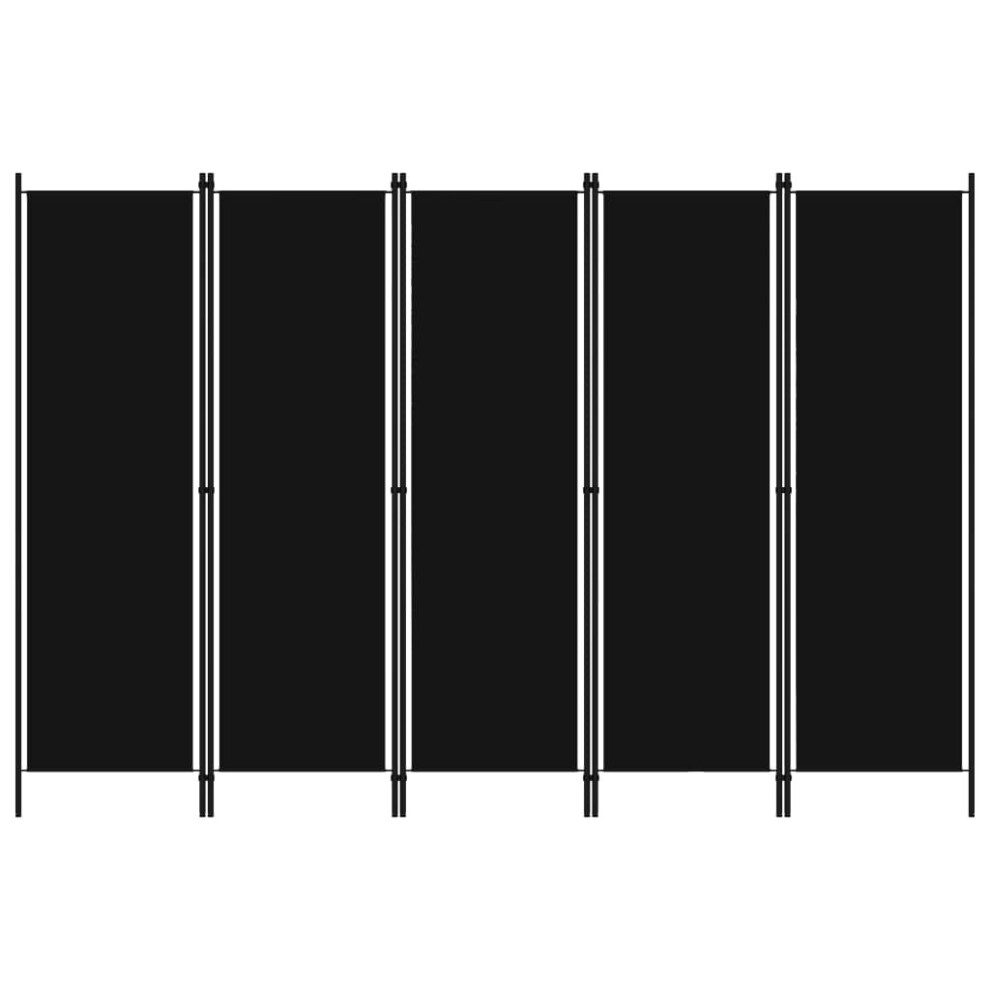 vidaXL 5-Panel Room Divider Black 250x180 cm Wall Partition Screen Separator