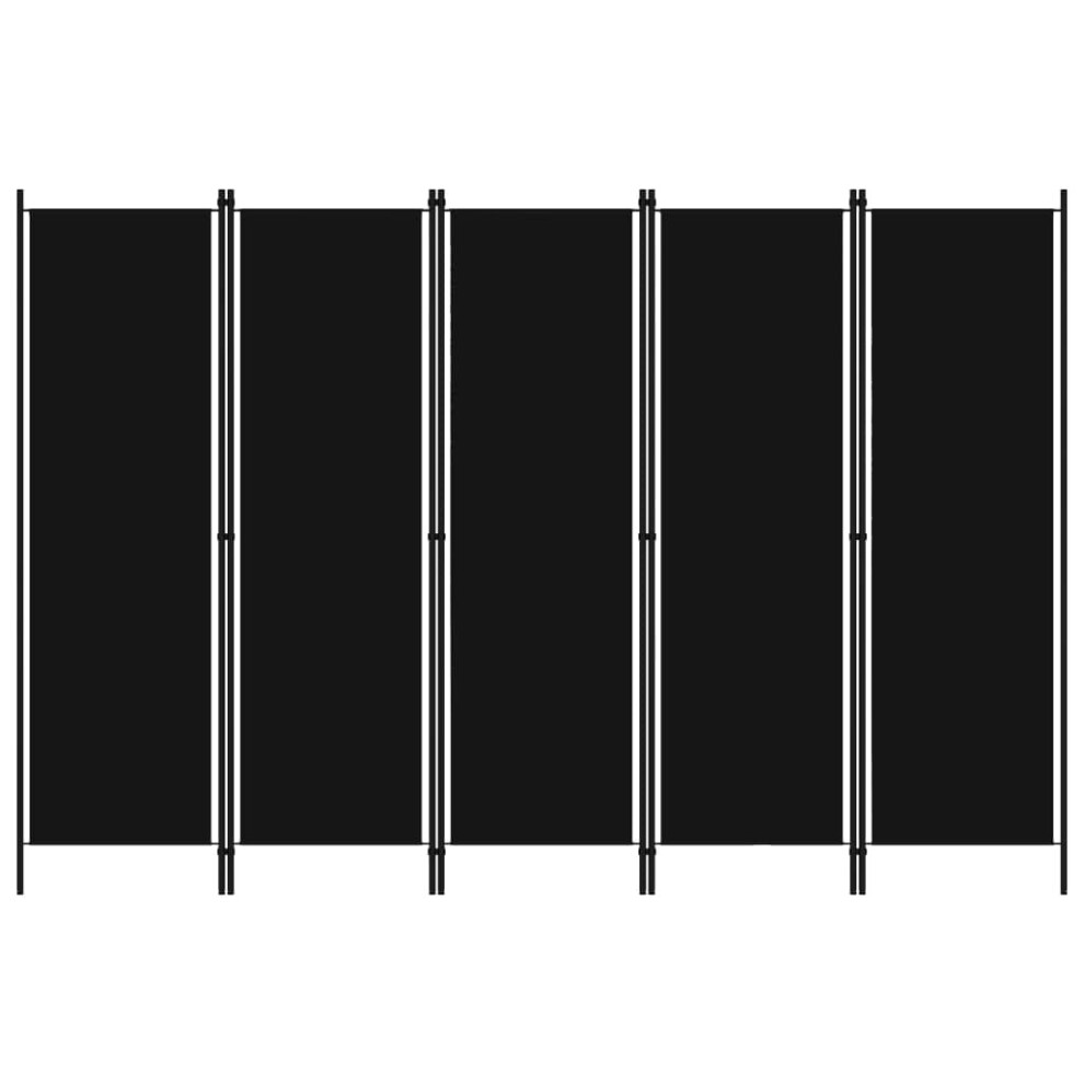 vidaXL 5-Panel Room Divider Black 250x180 Cm Wall Partition Screen Separator