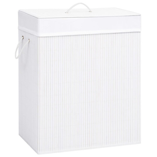 VidaXL vidaXL Bamboo Laundry Basket White 100L Washing Clothes Hamper Storage Bin