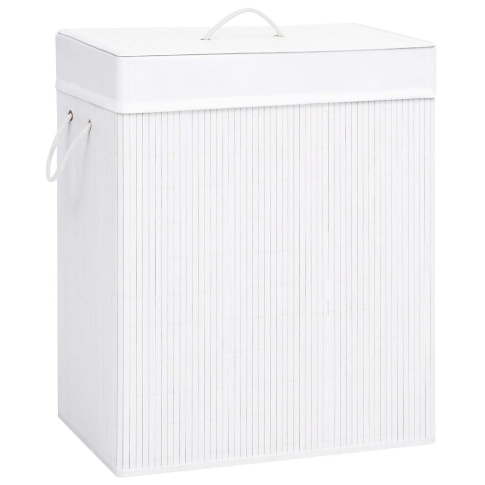 Vidaxl Bamboo Laundry Basket 100L Washing Clothes Hamper Storage Bin White