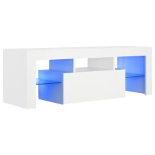 vidaXL White TV Cabinet with RGB LED Lights - 120x35x40 cm HiFi TV Unit, Engineered Wood, 804346