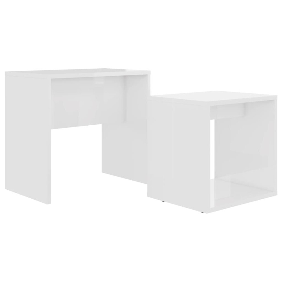 vidaXL Coffee Table Set High Gloss White Engineered Wood Home Furniture Stand