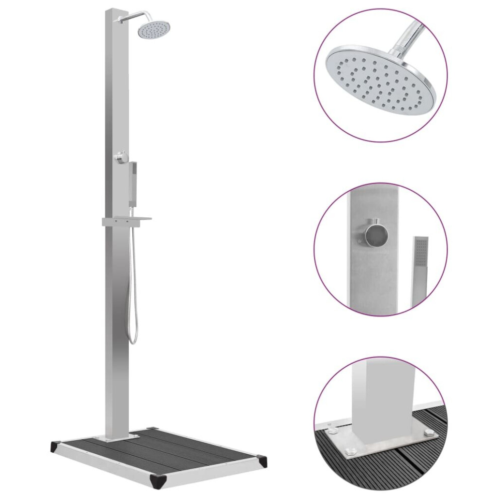Vidaxl Outdoor Shower With Tray Wpc Stainless Steel Shower Panels With Bases