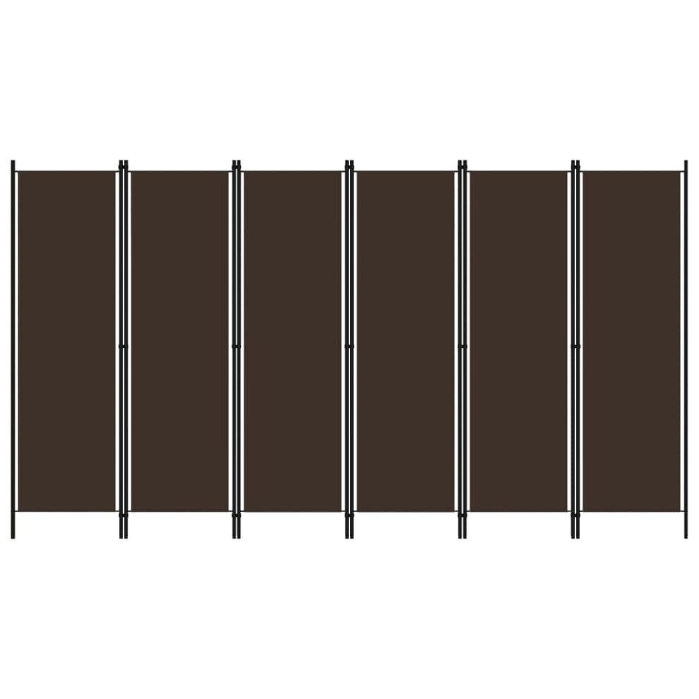 vidaXL 6-Panel Room Divider Brown 300x180 cm Wall Partition Screen Separator