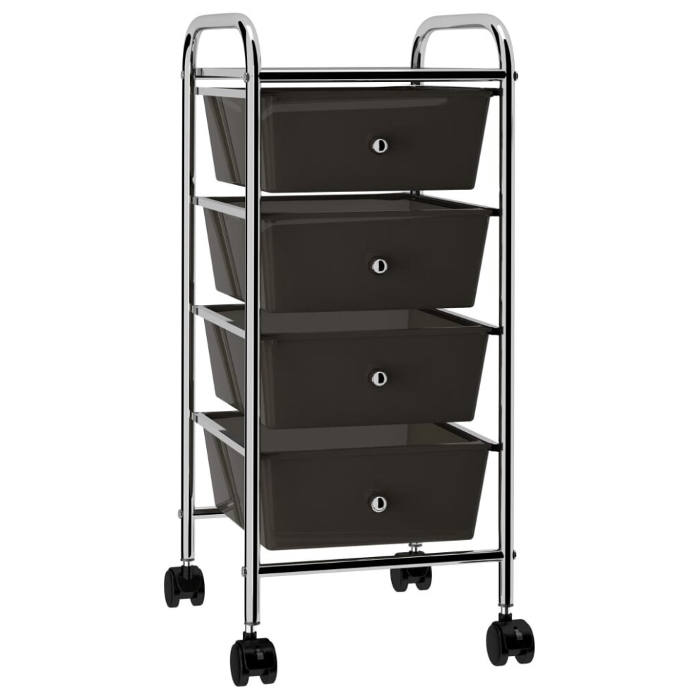 vidaXL 4-Drawer Mobile Storage Trolley Black Plastic Beauty Salon Trolley