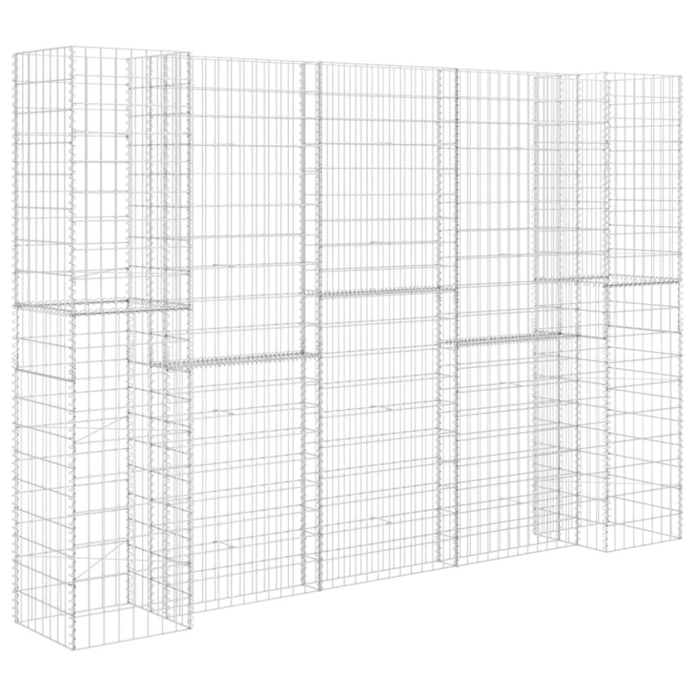 vidaXL H-Shaped Gabion Planter Steel Wire 260x40x200cm Gabion Basket Wall Pot