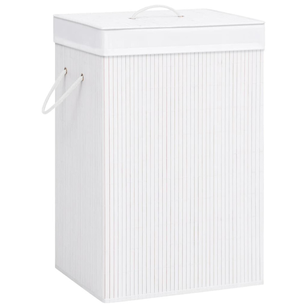 vidaXL Bamboo Laundry Basket White Washing Clothes Hamper Storage Organiser