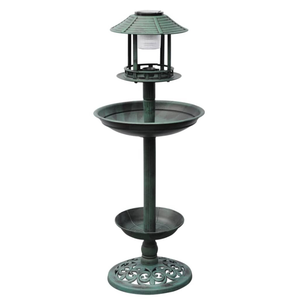 Vidaxl Bird Bath/ Feeder With Solar Light Outdoor Garden Feeder Planter Stand