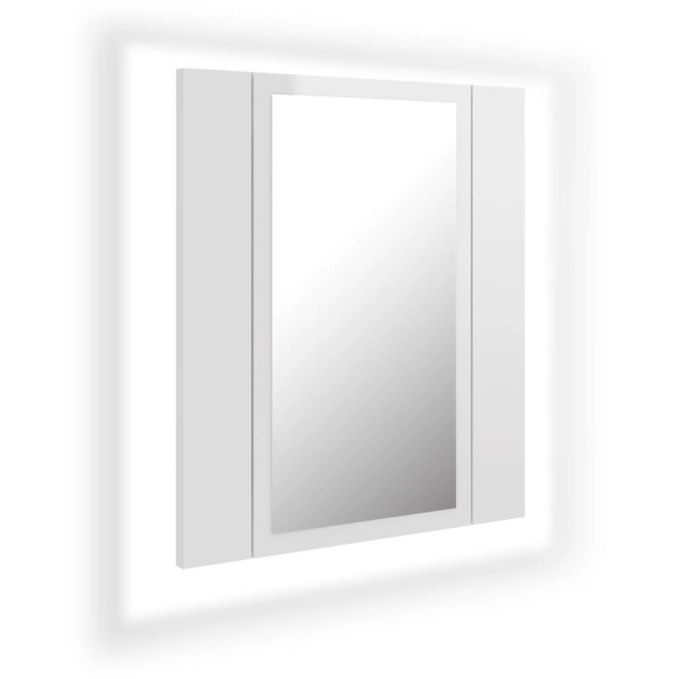 vidaXL LED Bathroom Mirror Cabinet High Gloss White 40x12x45 Cm Acrylic Mirror