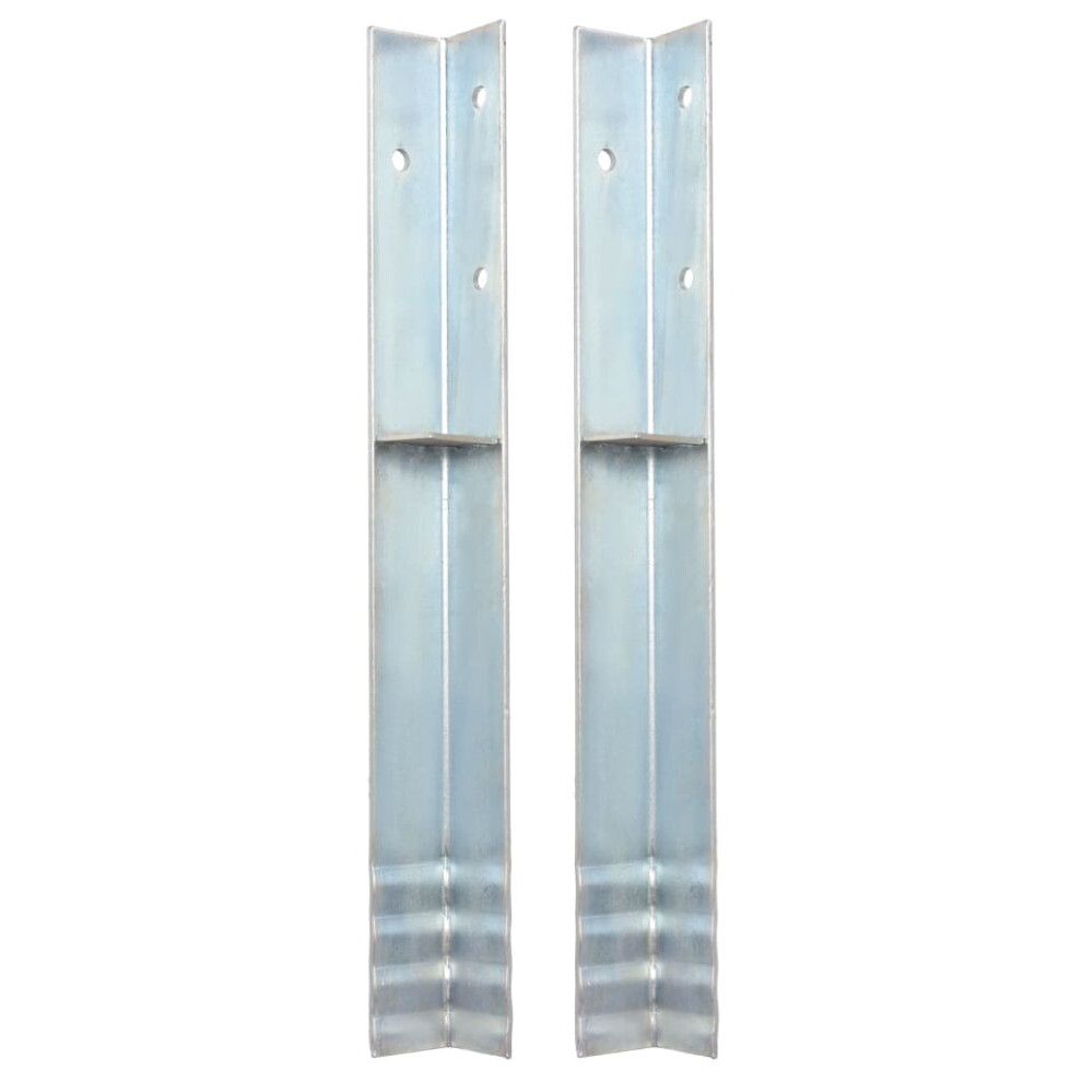 vidaXL 2x L-shaped Ground Anchors Galvanised Steel 5x5x50cm Stabilising Tool
