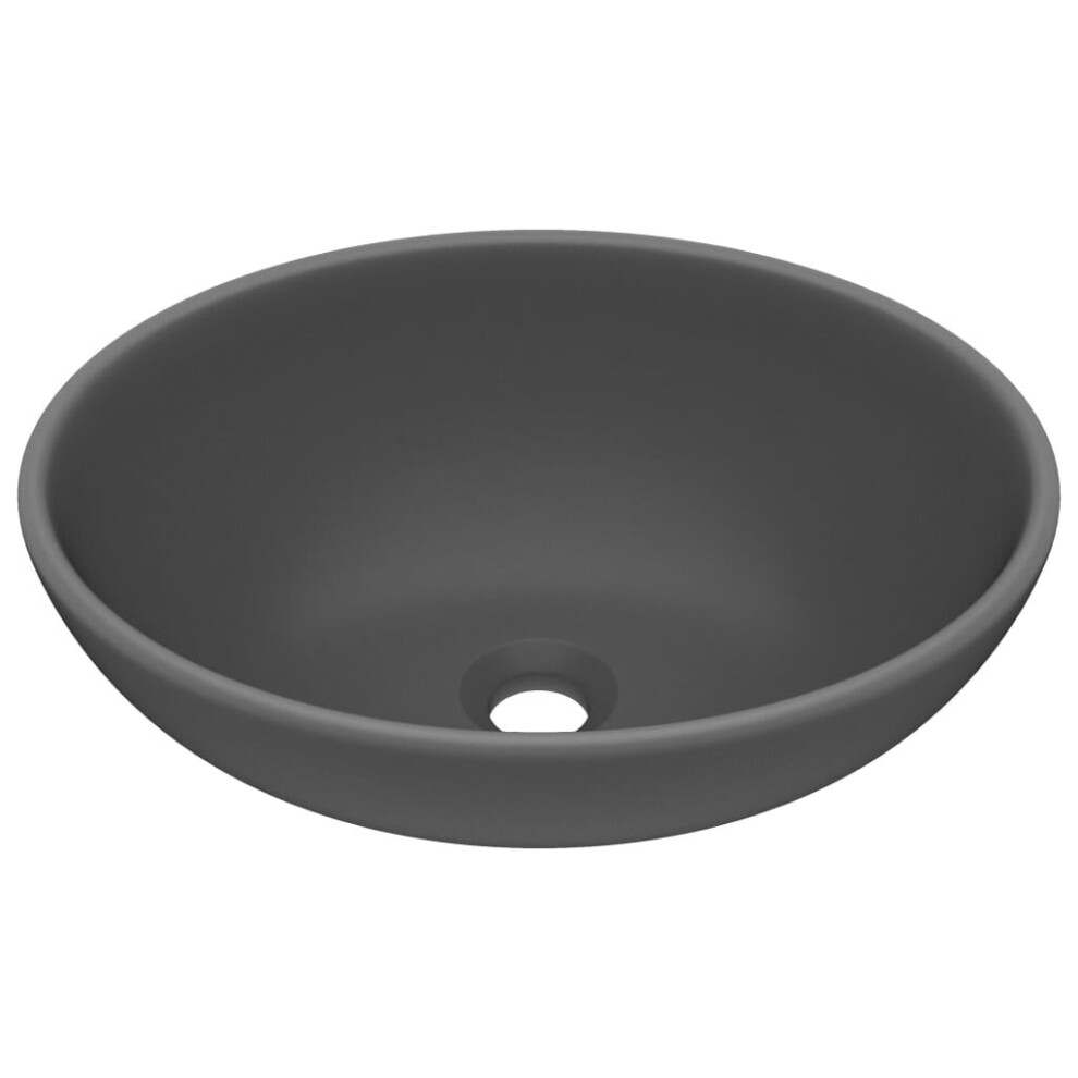 vidaXL Luxury Basin Oval-shaped Matt Dark Grey Ceramic Bathroom Vanity Sink