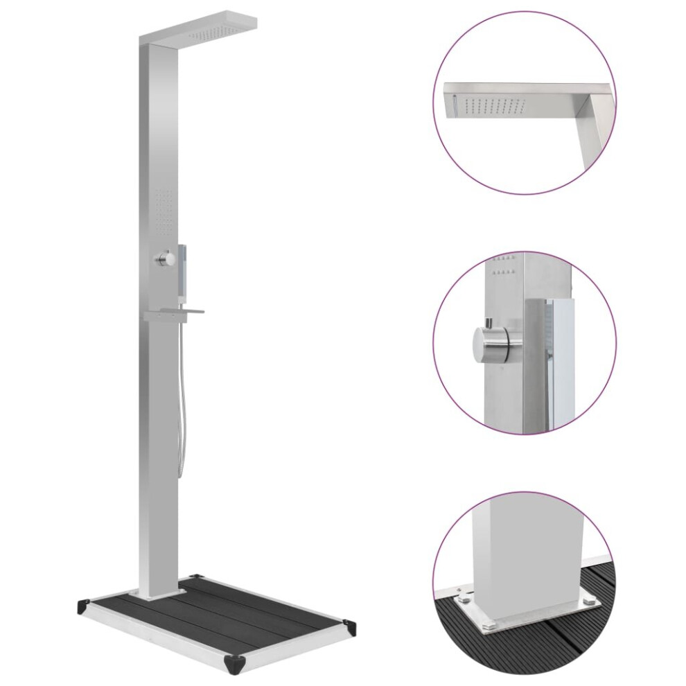 vidaXL Outdoor Shower with Tray WPC Stainless Steel Shower Panels with Bases