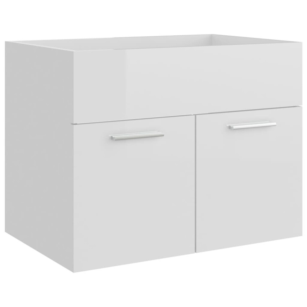 vidaXL Sink Cabinet High Gloss White Engineered Wood Laundry Room Storage Rack