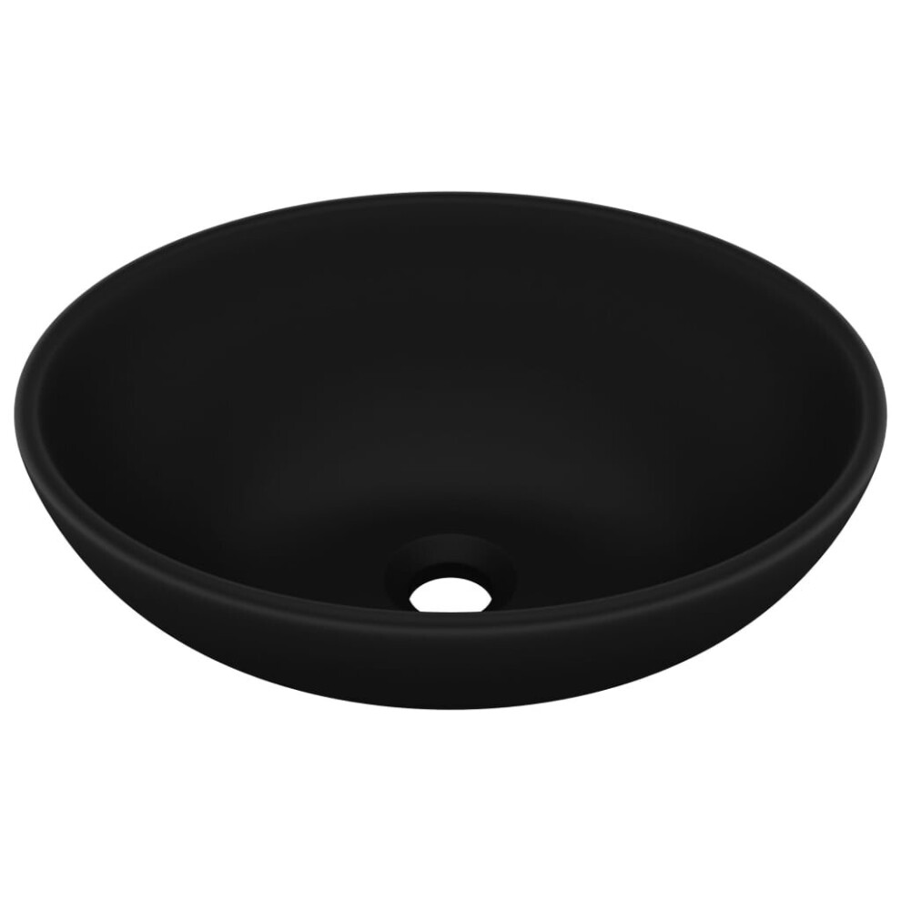 Vidaxl Luxury Basin Oval-Shaped Matt Black Ceramic Washroom Vanity Stone Sink
