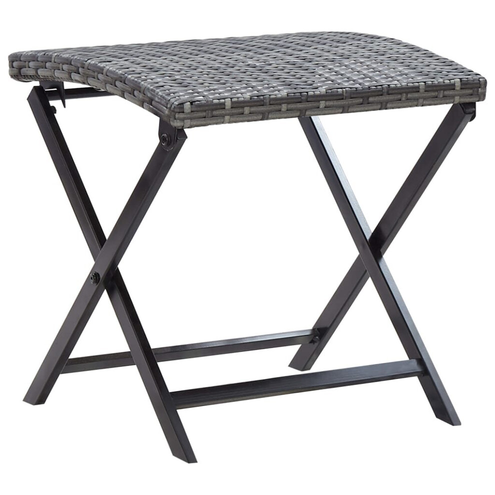 Vidaxl Folding Stool Poly Rattan Grey Garden Furniture Counter Seat Bar Chair