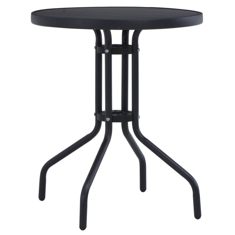 vidaXL Garden Table Black 80cm Steel and Glass Outdoor Round Bar Dining Table