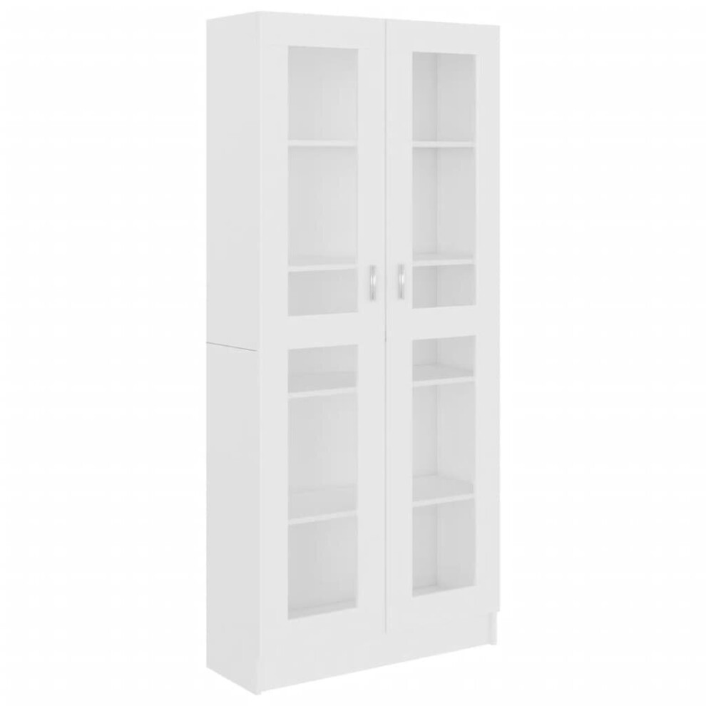 vidaXL Vitrine Cabinet White Engineered Wood Book Storage Bookcase Sideboard