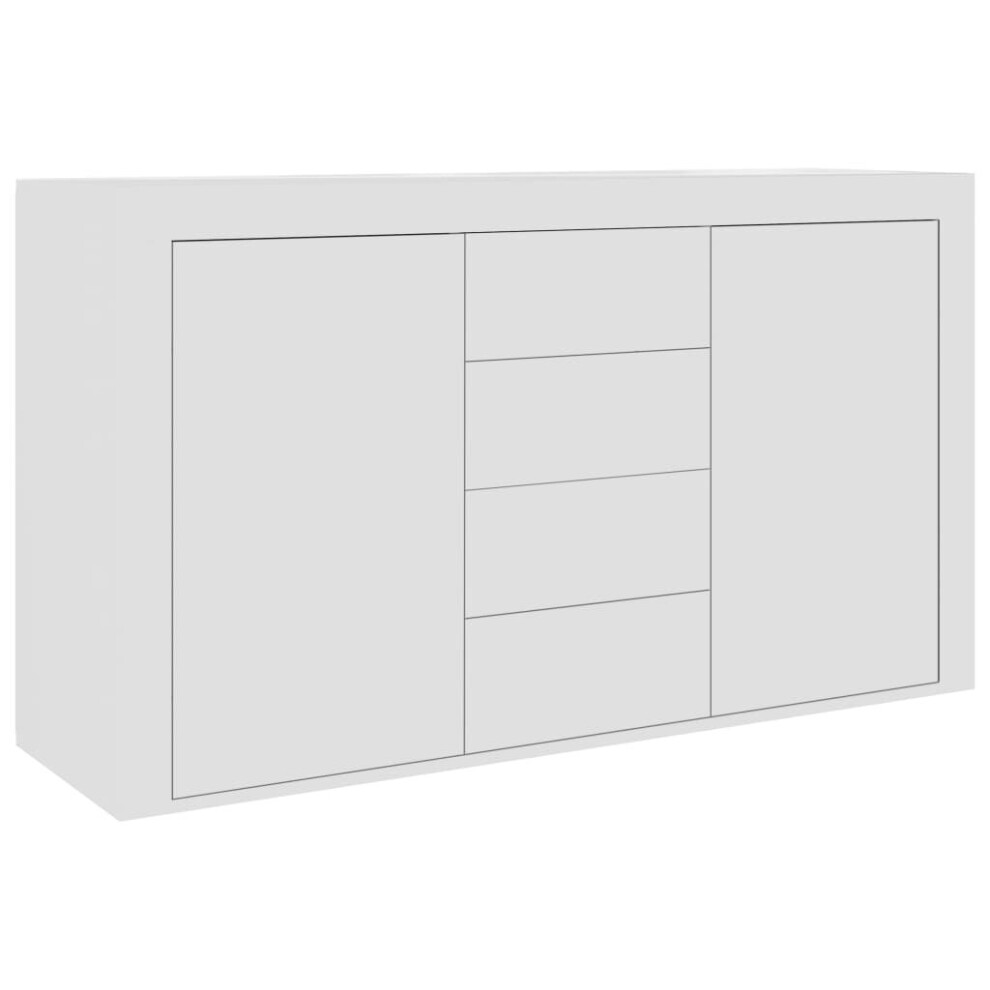 vidaXL Sideboard White Engineered Wood Drawer Storage Cabinet Home Furniture