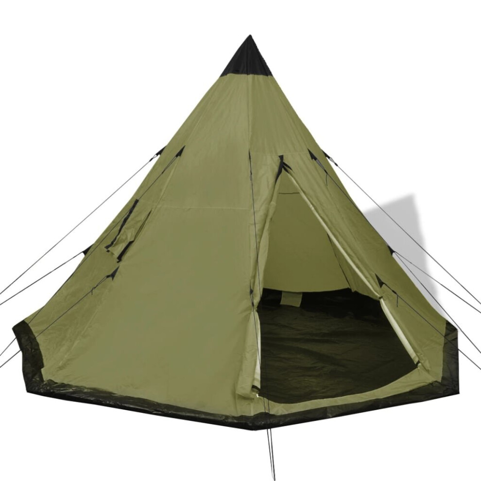 vidaXL 4-person Tent Green 2 Windows Outdoor Camping Hiking Traveling Shelter