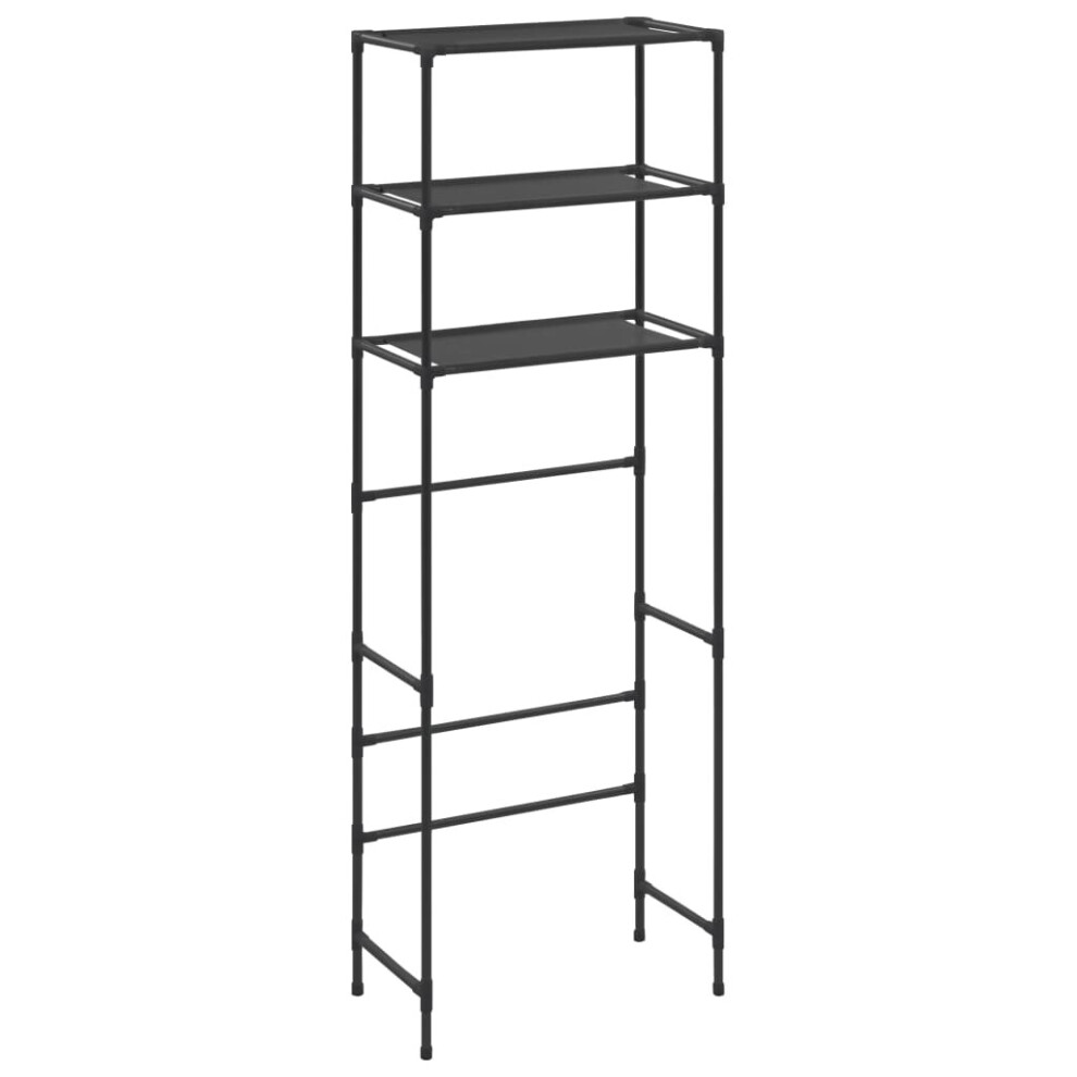 vidaXL 3-Tier Storage Rack over Toilet Black Bathroom Organiser Shelf Unit