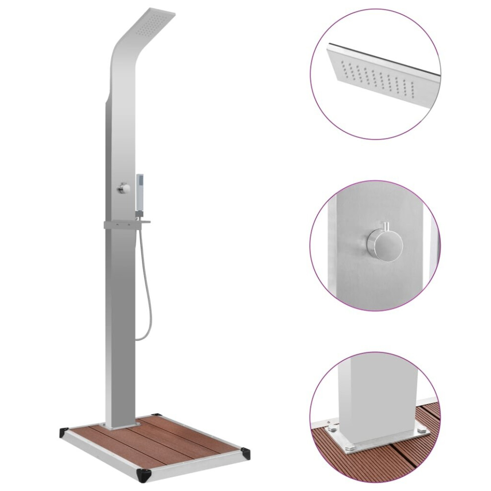 vidaXL Outdoor Shower with Tray WPC Stainless Steel Shower Panels with Bases