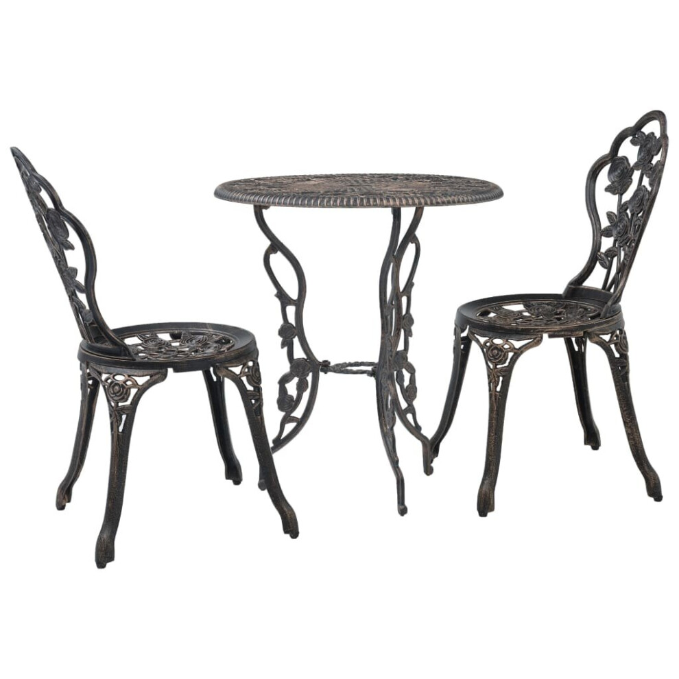 vidaXL 3 Piece Bistro Set Cast Aluminium Outdoor Balcony Patio Table Chair