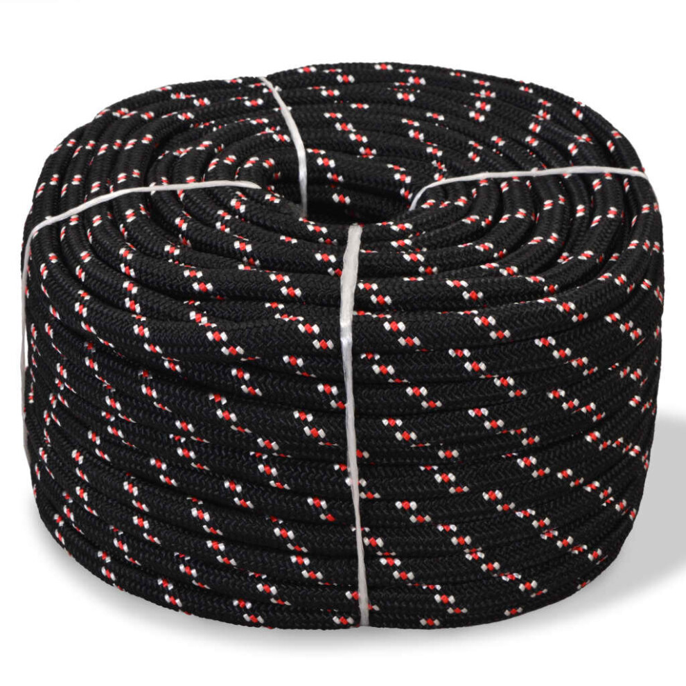 vidaXL Marine Rope Polypropylene 8mm 100m Black Weatherproof Lifting Swing