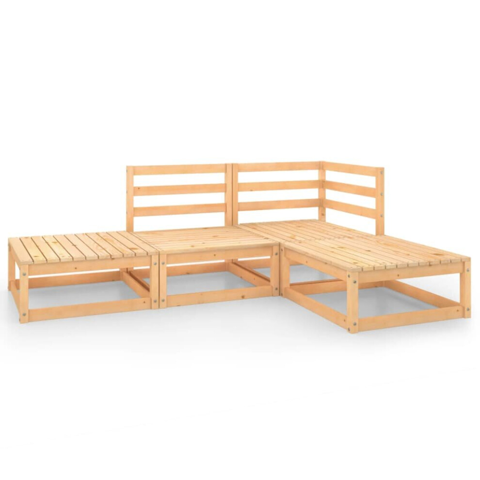 vidaXL Garden Lounge Set Outdoor Furniture Set Wooden 4 Piece Solid Wood Pine