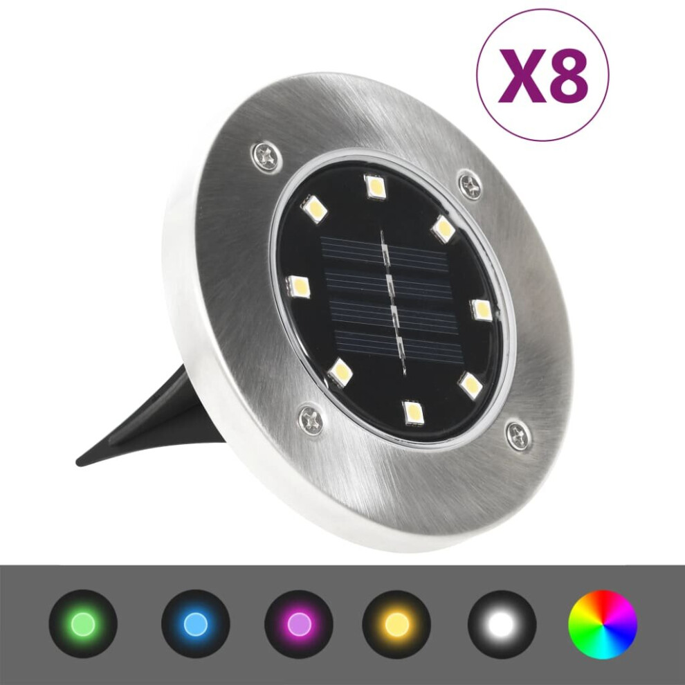 Vidaxl 8X Solar Ground Lights Led Lights Rgb Colour Garden Outdoor Floor Light