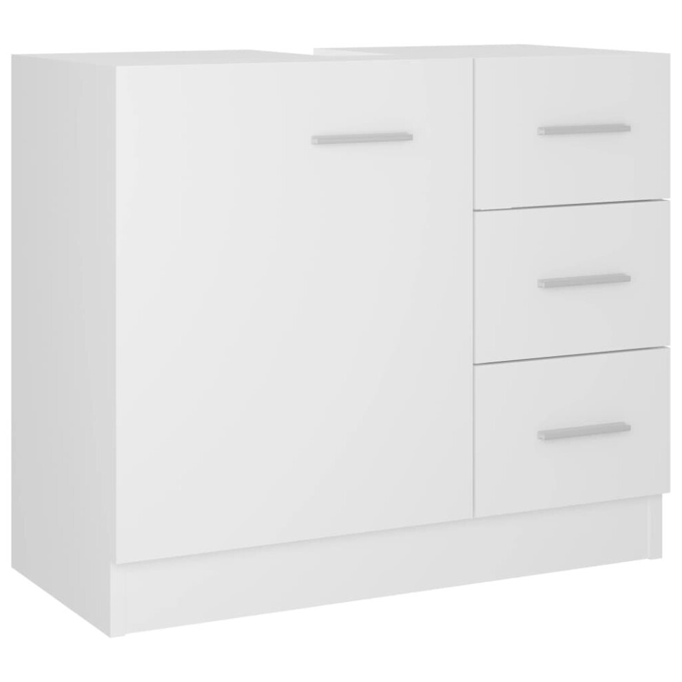 vidaXL Sink Cabinet White Engineered Wood Bathroom Cupboard Storage Organiser