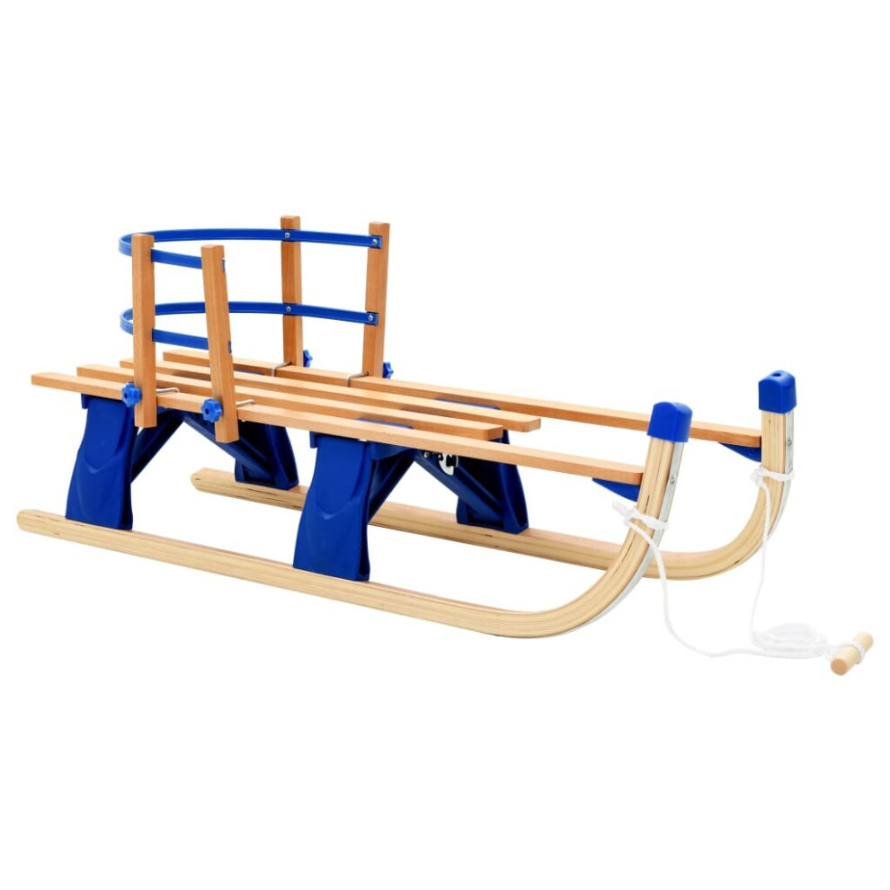Vidaxl Folding Snow Sledge With Backrest Wood 119Cm Toboggan Sled Winter Sport