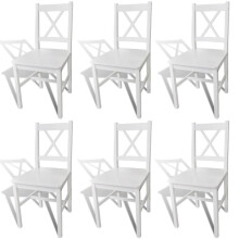 vidaXL 6x Dining Chairs Wood White Home Kitchen Living Room Furniture Seat