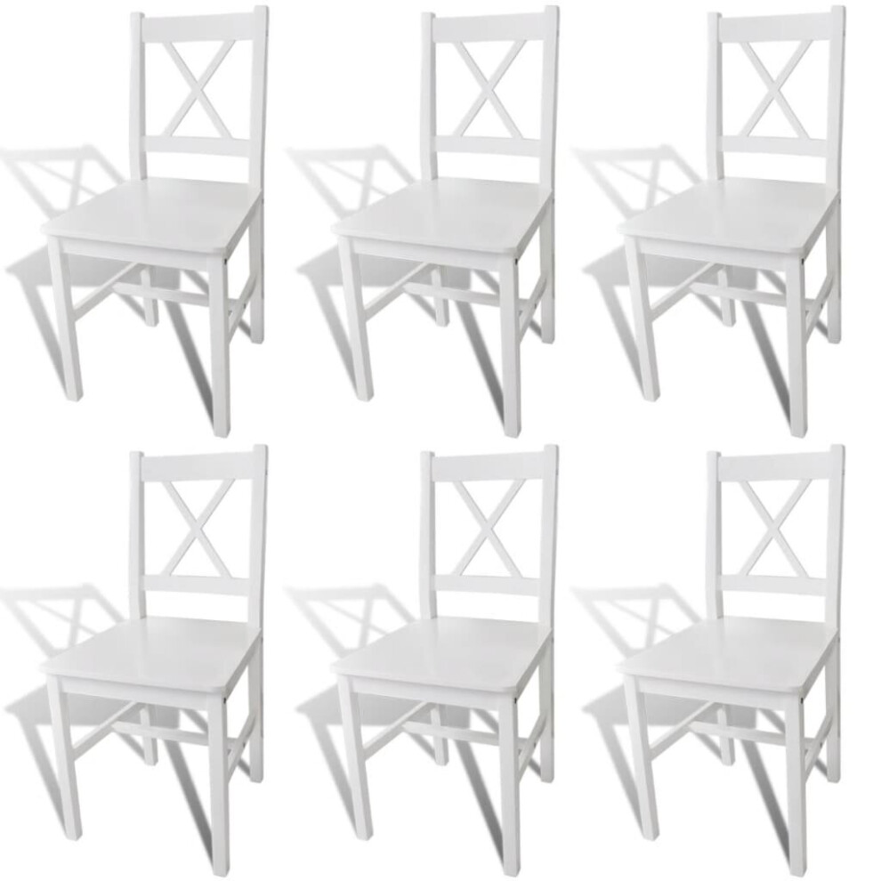 Vidaxl 6X Dining Chairs Wood White Home Kitchen Living Room Furniture Seat