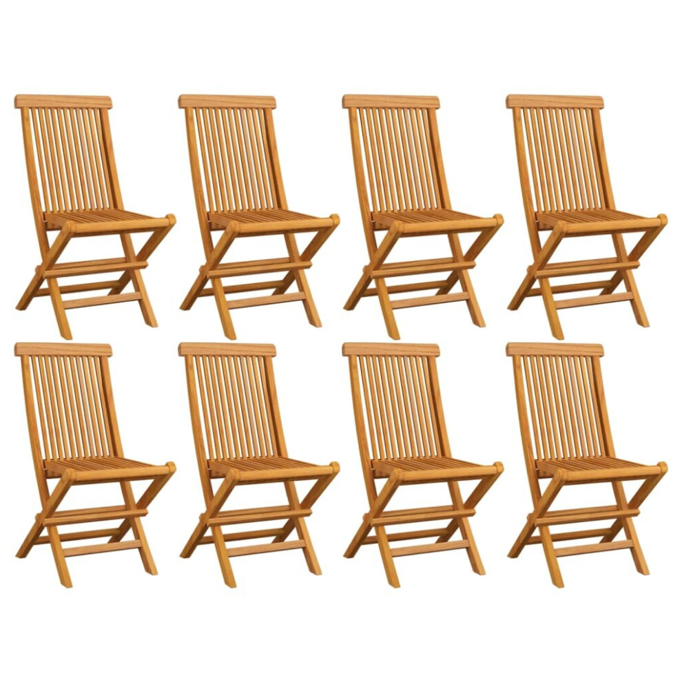 Vidaxl 8X Solid Teak Wood Folding Garden Chair Outdoor Dining Chair Seating