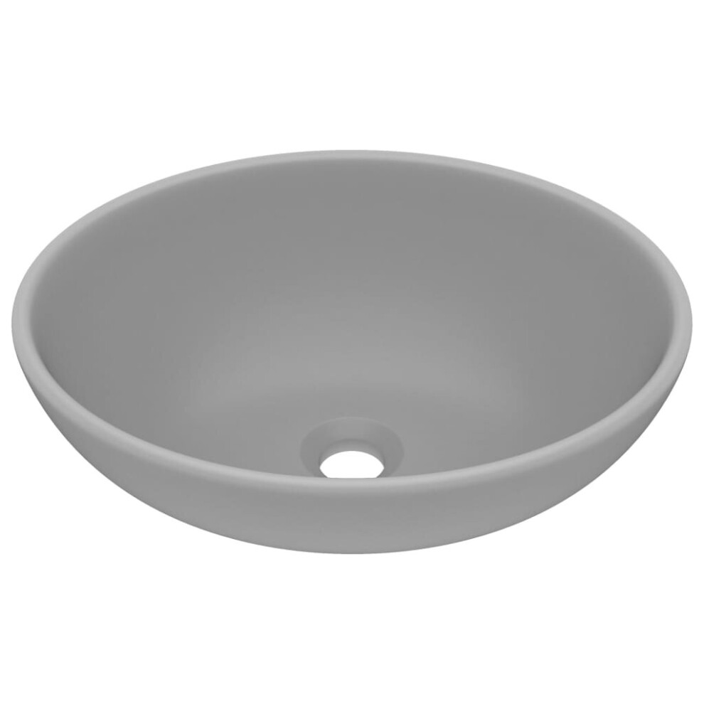 vidaXL Luxury Basin Oval-shaped Matt Light Grey Ceramic Bathroom Vanity Sink