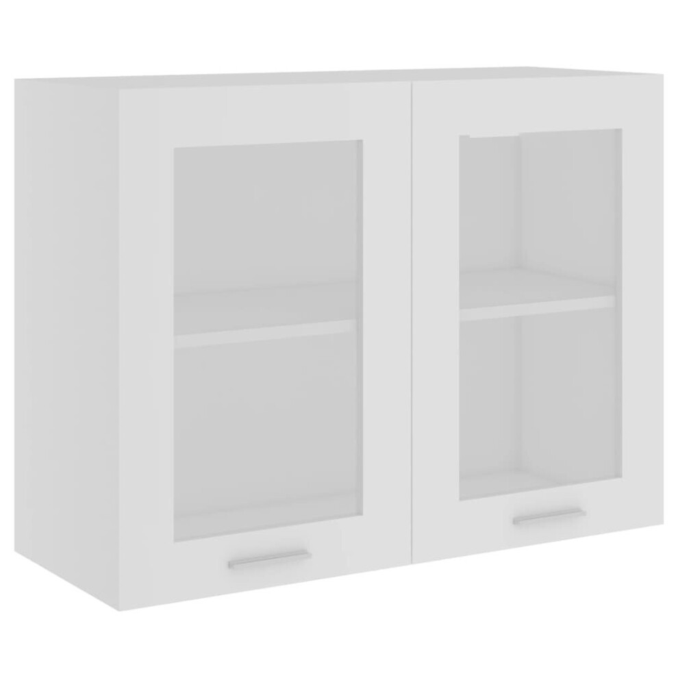 Vidaxl Hanging Glass Cabinet White Engineered Wood Furniture Storage Shelf