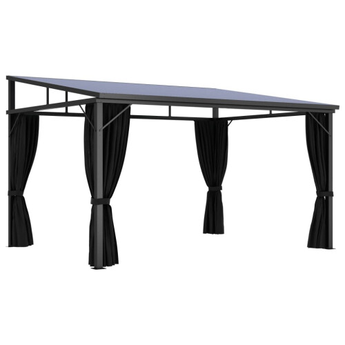 vidaXL Pavillon mit Vorhängen 405x294x244 cm Anthrazit 1