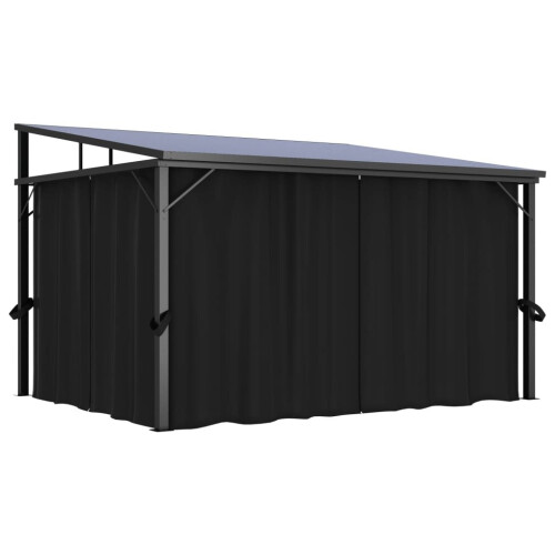 vidaXL Pavillon mit Vorhängen 405x294x244 cm Anthrazit 2