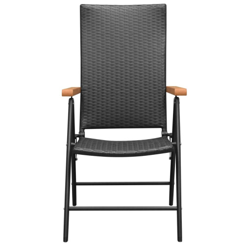 VidaXL vidaXL 2x Stackable Garden Chairs Poly Rattan Black Outdoor Terrace Folding 2