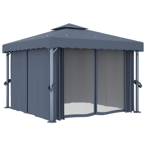 VidaXL vidaXL Pavillon mit Vorhang 3x3 m Anthrazit Aluminium 1