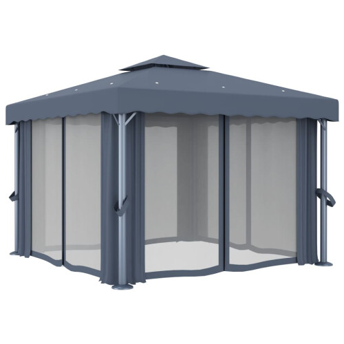 VidaXL vidaXL Pavillon mit Vorhang 3x3 m Anthrazit Aluminium 2
