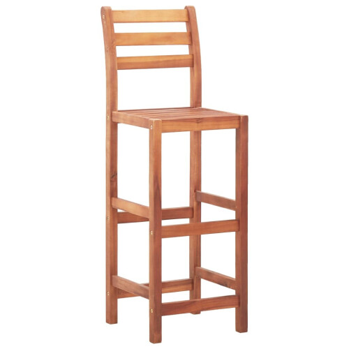 VidaXL vidaXL 4x Solid Acacia Wood Bar Chairs with Backrest Garden Counter Stool 1