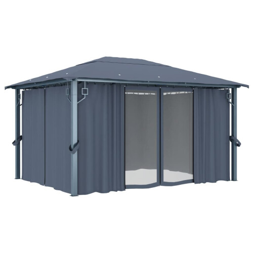 VidaXL vidaXL Pavillon mit Vorhängen 400300 cm Anthrazit Aluminium 2