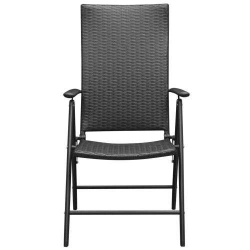 VidaXL vidaXL 2x Stackable Garden Chairs Poly Rattan Black Folding Outdoor Terrace 2