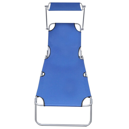 vidaXL foldbar liggestol med baldakin blå aluminium 2