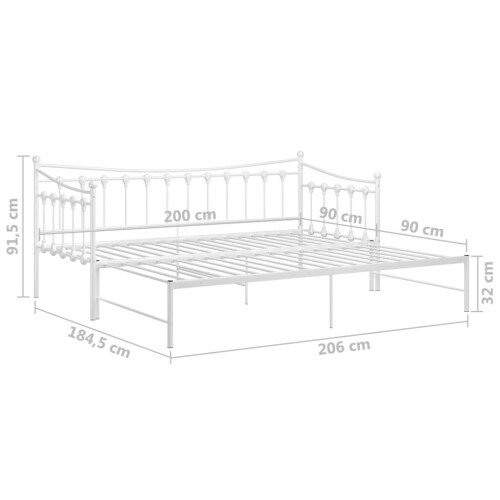 VidaXL vidaXL Pull-out Sofa Bed Frame White Metal for Day Sleeping Guest Sleepover 1