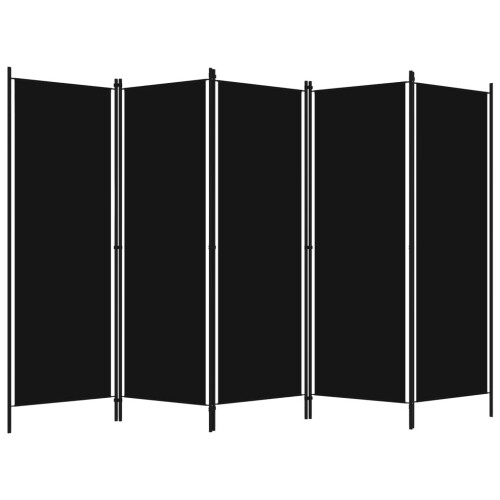 VidaXL vidaXL 5-Panel Room Divider Black 250x180 cm Wall Partition Screen Separator 2
